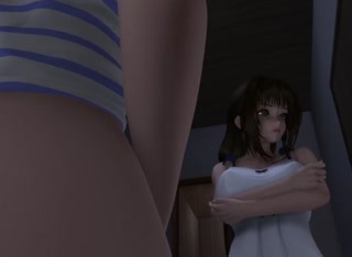 Two cute hentai girls are dicked by a hung shemale