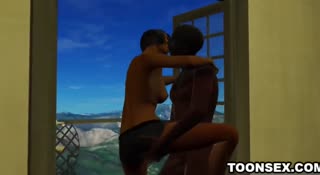 Brunette is fucked by her shemale and male friends