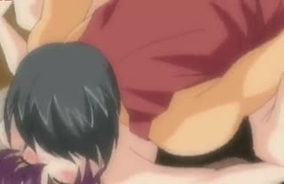 Lovely anime brunette is sucking his uncircumcised cock