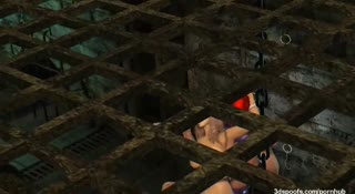 Weird tentacle monster is stuffing the holes of a brunette