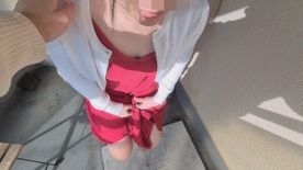 FC2-PPV-1619923 1800pt → 900pt [Gonzo] Pies on the veranda without worrying about the construction in the blue sky to a fair-skinned beautiful wife wi