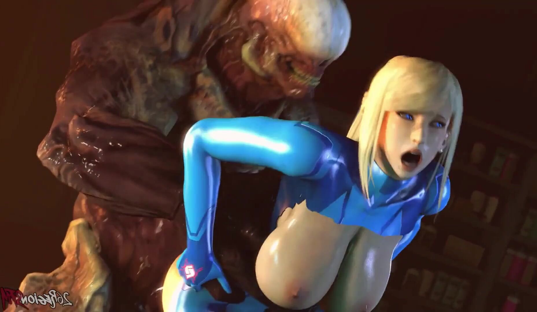 Samus Aran Alien Encounter Póster