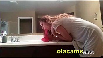 Amazing Teen Ride A Dildo On Bathroom