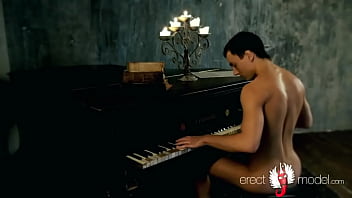 Hot Young Man With Erect Dick And Nice Butt Strips Naked Playing The Piano
