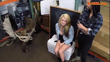Lesbian Couple Threesome At The Pawnshop To Earn Money
