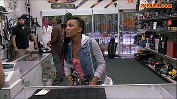 Shaved Ebony Pounded At The Pawnshop For The Golf Clubs