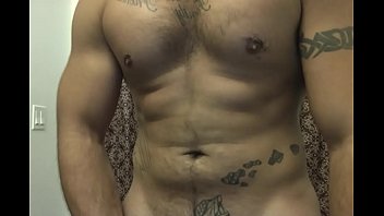 Ripped Big Muscled Man Jerking His Huge Cock