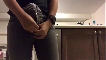 Trying My Gf' Jeans With A Hard On