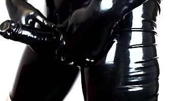 Tight Latex Pants, Gloves _ Cumshot