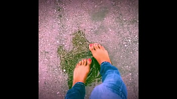 Jasmine Plays In The Rain Barefoot! Foot Fetish