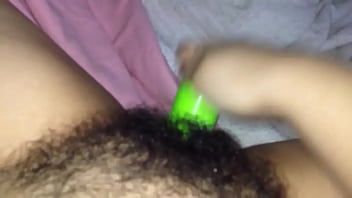 Hairy Teen Latina Bottle Masturbation