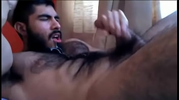 Beefy Hairy Man Cums Into His Mouth