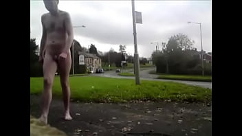 Waiting Naked At A Bus Stop On Busy Road - Public Nudity