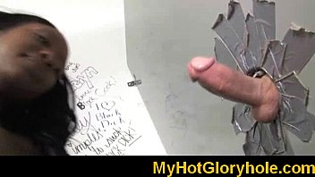 Gloryhole Ebony Babe Sucking White Monster 1