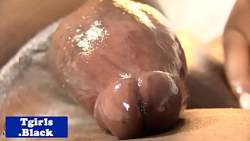 Chunky Black Shemale Masturbating