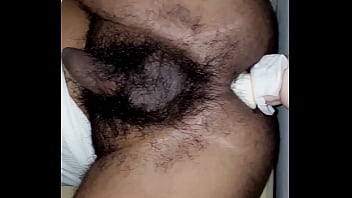 Young Male Using Wall To Fuck Himself With Dildo