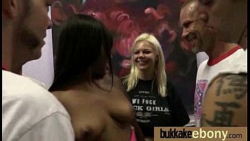 Ebony Babe Sucks Too Many White Cocks 16 - interracial, blowjob, group, cocks, gangbang, oral, bukkake - Video 5410342