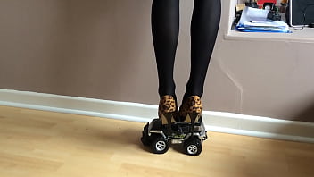 Toy Car Crushed Under High Heels