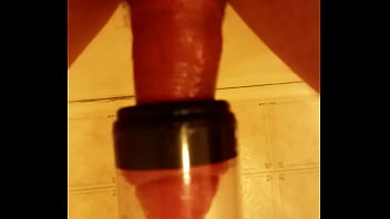 Straight Tx Man Pumps Penis With Tube