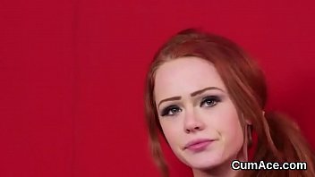 Peculiar Hottie Gets Cum Shot On Her Face Eating All The Spunk