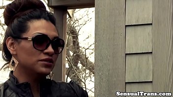 Tattooed Latina Tgirl Jerking While Fucking