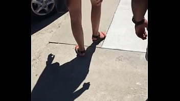 Sexy Girl In Booty Shorts Walking Voyeur