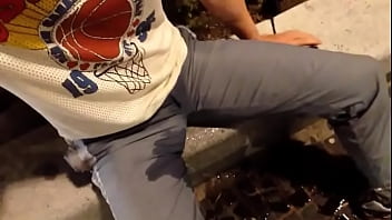 Selfpissing Next To Busy Shopping Street