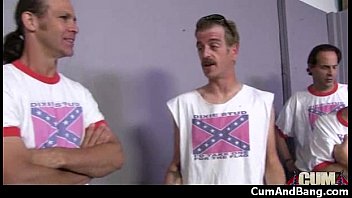 Black Girl Sucks Many White Cocks In Redneck Group 23 - interracial, blowjob, group, ebony, oral - Video 5187196