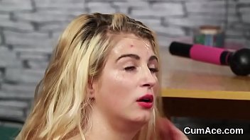 Frisky Honey Gets Cum Load On Her Face Gulping All The Cum