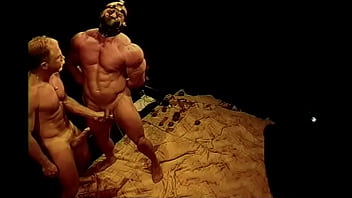 Squeezing Huge Bodybuilder' Balls.