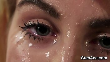 Unusual Peach Gets Jizz Shot On Her Face Swallowing All The Cream