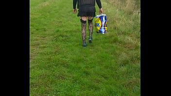 Crossdresser Walking In Public Nearly Gets Seen And Runs Away