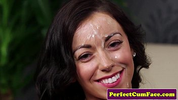 Stockinged Brit Facialized After Giving Head