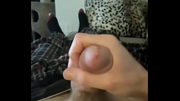 Horny Guy Strokes Big White Cock Slowly