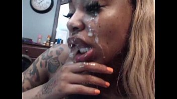 Busty Tattooed Black W Huge Ass Gets Facial