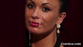 Frisky Babe Gets Sperm Shot On Her Face Swallowing All The Spunk