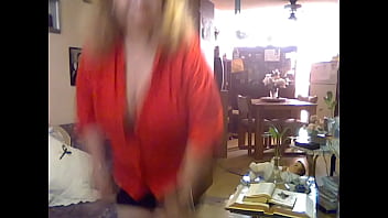 Red Braless Blouse Blue Mini Black Heels M