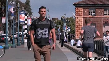 Hot Guy Picking Up And Blowing Off A Muscular Man On The Beach