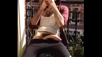Italian With A Massive Cock Jerking On Balcony