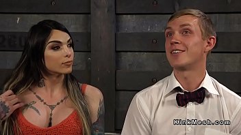 Big Cock Busty Inked Tranny Anal Fucks Guy