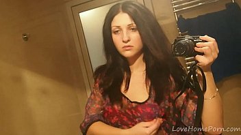 Brunette Gets Naked And Masturbates In The Bathroom