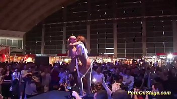 Lesbian Pornshow On Public Stage - teen, public, voyeur, flexible, reality, dance, striptease, bigbreast, sexshow, pornshow, sexfair, p - Video 4745874