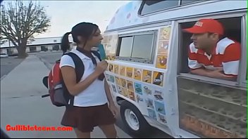 Gullibleteens.com Icecream Truck Blond Short Haired Teen Fucked Eats Cumcandy