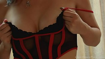 Cute Babe In Stockings Loves Her Blue Dildo