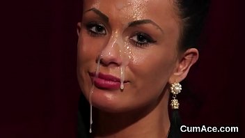 Slutty Doll Gets Sperm Shot On Her Face Eating All The Jism