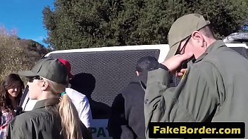 Two Teen Sluts Caught In A Hardcore Outdoor Fucking With An Agent