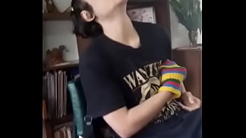 Sexy School Boy Touching His Nipples While Playing Guitar