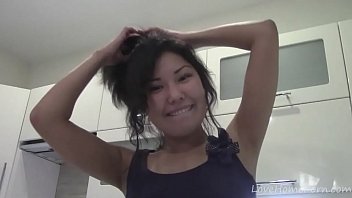 Cute Asian Gets Completely Naked In The Bathroom