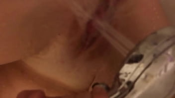 Girl Cums Hard Using Showerhead