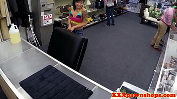 Petite Asian Pawnee Gagging On Brokers Cock